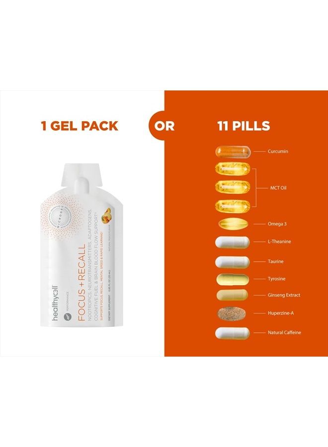 Healthycell Focus + Recall, Brain Boost Supplement Liquid Gel, Nootropics for Focus, Memory, Concentration, Alertness, Brain Health, Phosphatidylserine, Theanine, MCT, Omega 3, MICROGEL (30 Gel Packs) - Image 5