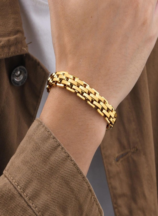 Peora Gold Plated Interlock link Chain Openable Bracelet Fashion Jewellery for Boys & Men - Image 2