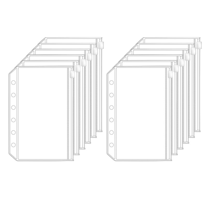 Antner 12pcs A7 Mini Binder Pockets 6 Holes Zipper Cash Envelopes for Budgeting Loose Leaf Bags Planner Insert Pouches for A7 6-Ring Budget Wallet Binder - Image 1