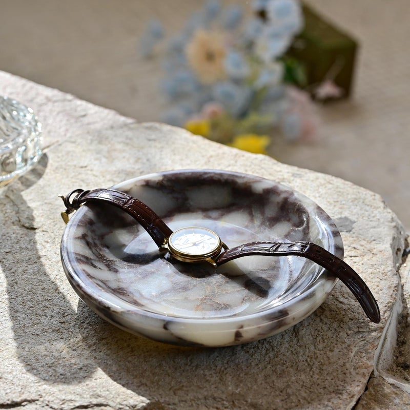 ZSHAWN Natural Marble Ring Dish Jewelry Tray â€“ 5.5" Trinket Dish for Rings Earrings Necklace, Scratch-Resistant Vanity Organizer, Elegant Gift for Women (Calacatta Viola) - Image 4
