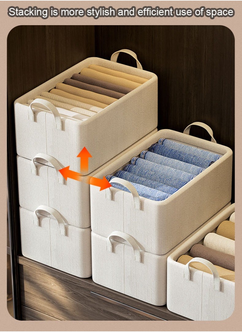 MissTiara 3pcs Wardrobe Clothes Organizer Foldable Closet Storage Organizer for Clothes Jeans Washable Closet Storage Boxes with Carrying Handles Cube Storage Bin for Home Bedroom Office  - Image 2
