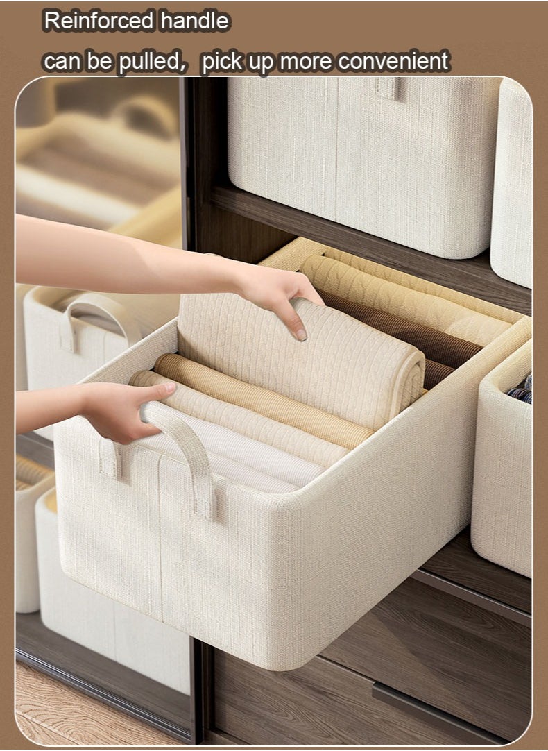 MissTiara 3pcs Wardrobe Clothes Organizer Foldable Closet Storage Organizer for Clothes Jeans Washable Closet Storage Boxes with Carrying Handles Cube Storage Bin for Home Bedroom Office  - Image 3