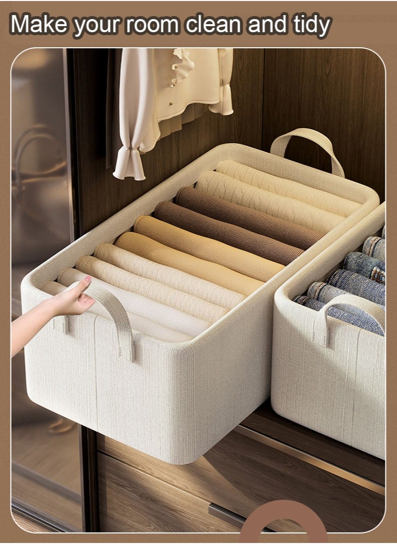 MissTiara 3pcs Wardrobe Clothes Organizer Foldable Closet Storage Organizer for Clothes Jeans Washable Closet Storage Boxes with Carrying Handles Cube Storage Bin for Home Bedroom Office  - Image 5