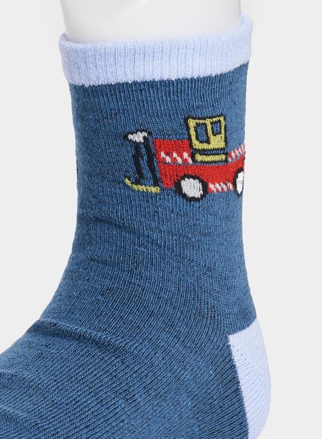 Styli Set of 5 - Cartoon Car Printed Socks - Image 3