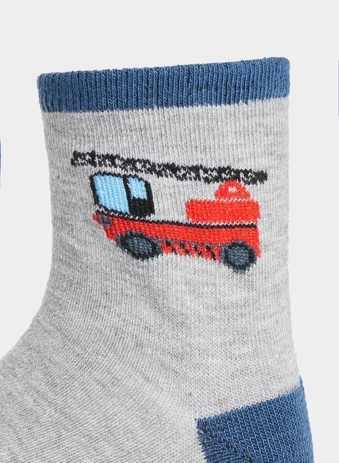 Styli Set of 5 - Cartoon Car Printed Socks - Image 5