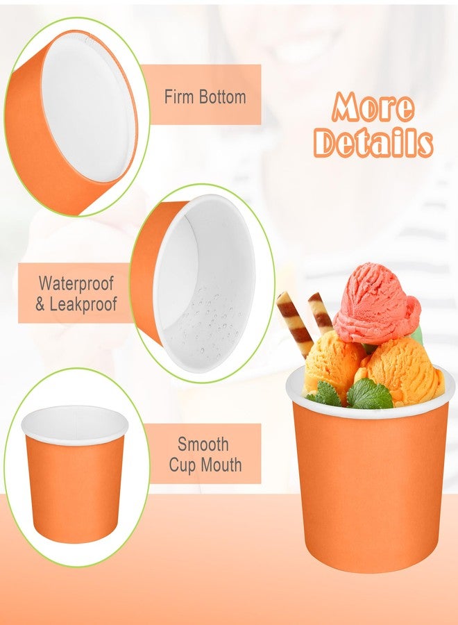 Aodaer 180 Pieces Disposable Paper Ice Cream Cups and Umbrellas Spoons 8 Ounces Paper Treat Cups Ice Cream Containers Snack Dessert Bowls for Party Supplies, 6 Colors - Image 3