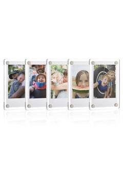 ONE WALL ONE WALL Acrylic Fridge Magnetic Frame, Double Sided Photo Refrigerator Magnet Picture Frame for Fujifilm Instax Mini, 2.36 x 3.54 Inch, Pack of 5  - Image 1