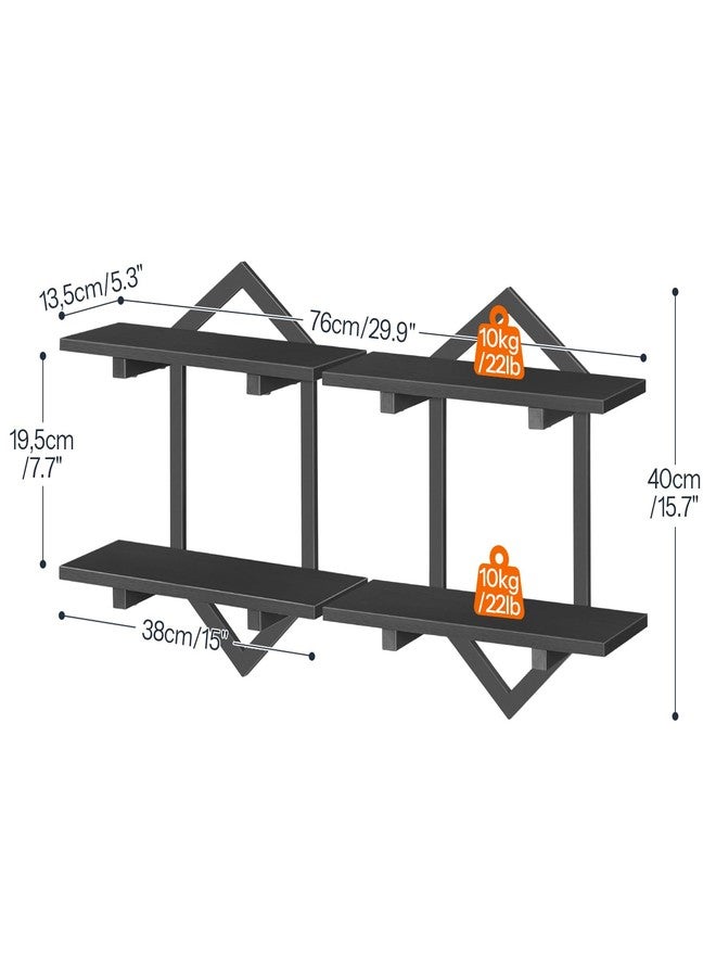 HOOBRO Floating Shelves, 15 Inch Wall Shelf Set of 2, Wall Mounted Storage Shelves 2-Tier, Hanging Bathroom Shelves, for Living Room, Bedroom, Bathroom, Kitchen, Black BB13BJP201 - Image 5