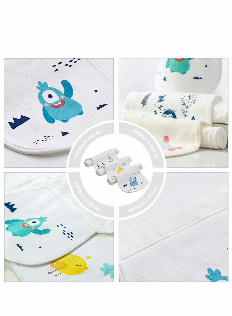 Excefore Baby Burp Cloths 3 Pcs Cotton Cartoon Pattern Absorbent And Soft Kindergarten Kids Newborn Back Towel Pads Baby Towels Spit Up Cloths - Image 3