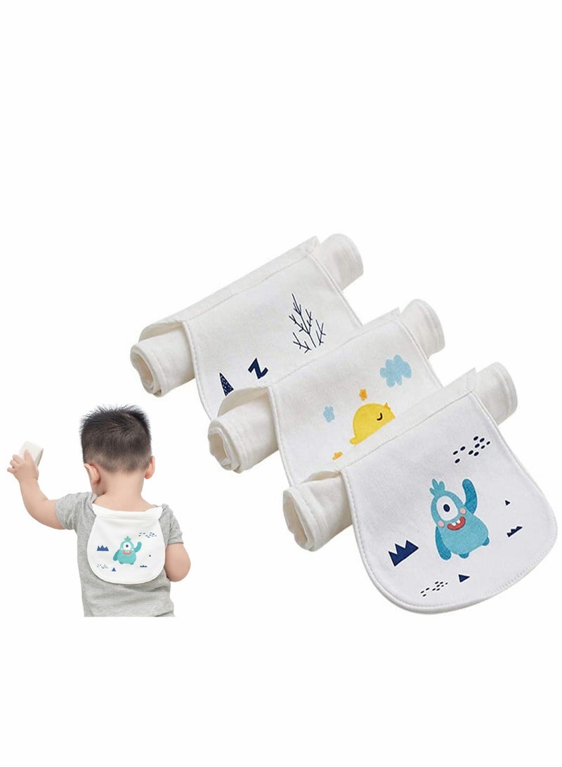 Excefore Baby Burp Cloths 3 Pcs Cotton Cartoon Pattern Absorbent And Soft Kindergarten Kids Newborn Back Towel Pads Baby Towels Spit Up Cloths - Image 5