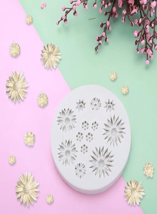 LEGACYCART Daisy Flower Fondant Molds Chrysanthemum Silicone Molds Small Flower Fondant Cake Chocolate Molds for Cake Decoration Cupcake Topper Candy Polymer Clay Gum Paste (Pack of 4) - Image 4