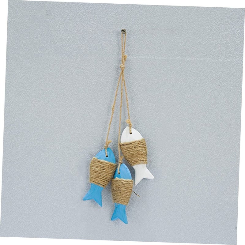 Wooden Hanging Fish Outdoor Wall Decor Mediterranean Style Home Ornament - Image 5
