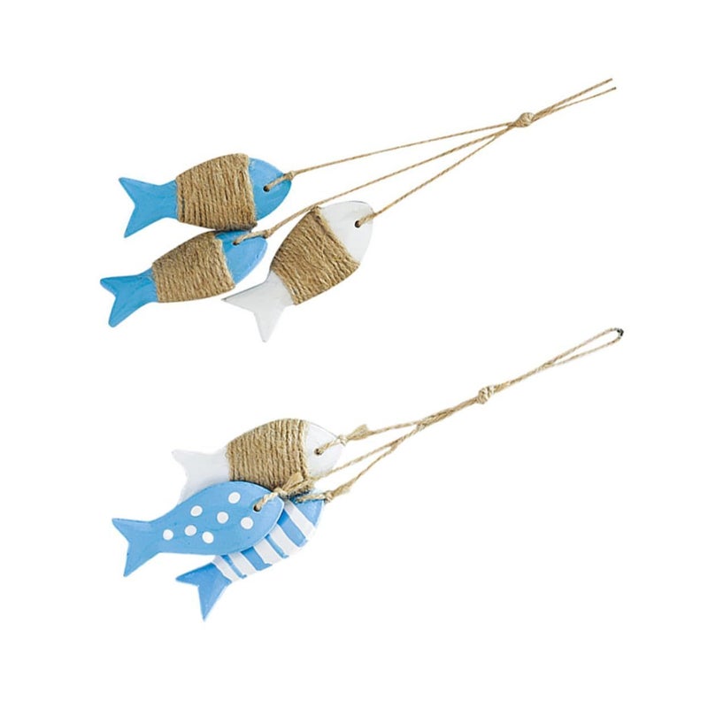 Wooden Hanging Fish Outdoor Wall Decor Mediterranean Style Home Ornament - Image 2