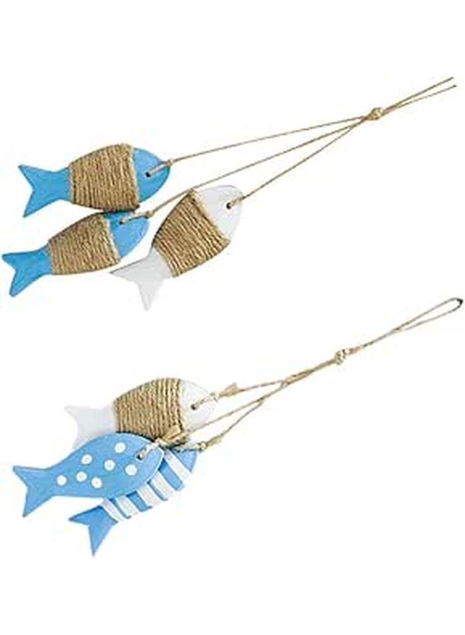 Wooden Hanging Fish Outdoor Wall Decor Mediterranean Style Home Ornament - Image 1