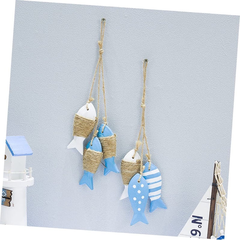 Wooden Hanging Fish Outdoor Wall Decor Mediterranean Style Home Ornament - Image 3