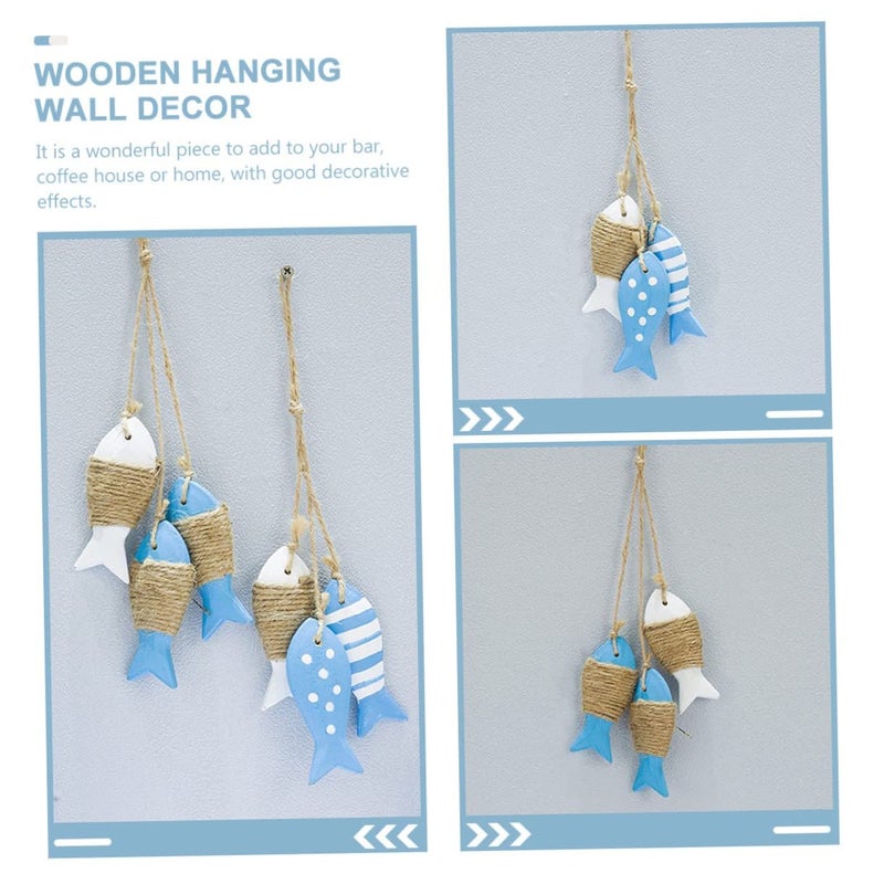 Wooden Hanging Fish Outdoor Wall Decor Mediterranean Style Home Ornament - Image 4