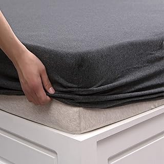 PURE ERA PURE ERA Jersey Knit Cotton Fitted Bottom Sheet ONLY (No Flat Sheet or Shams) Deep Pocket Up to 15" to 20" Ultra Soft  - Image 1