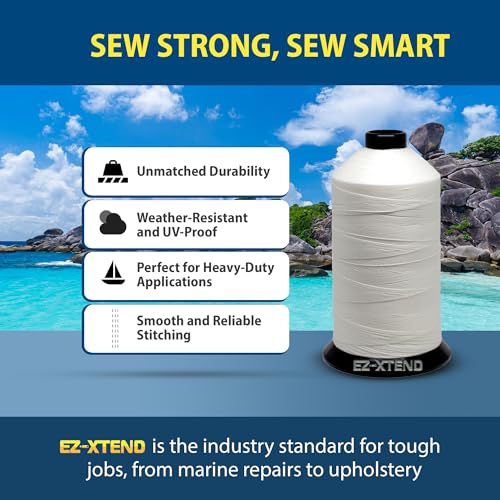 EZ-Xtend #138 Bonded Polyester Thread 100% American Made for Outdoor and Marine Fabric Sewing Applications, Awnings, Tarps, Canvas. for Heavy Duty and Industrial Sewing Machines (White, 8 oz) - Image 4