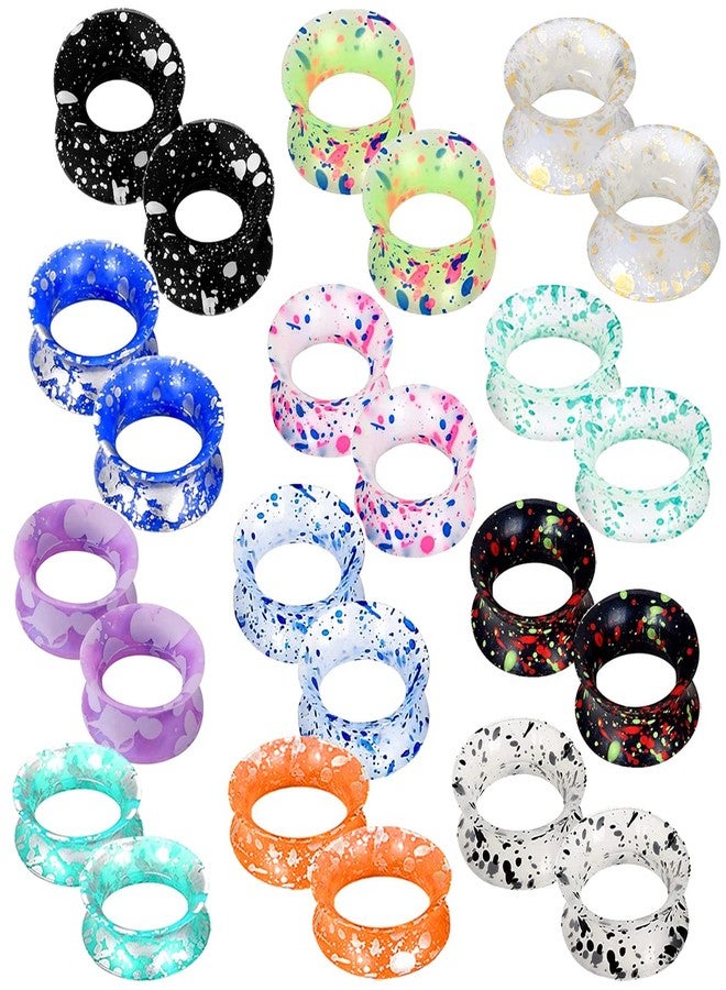 Suotarn 24pcs Ultra Thin Silicone Ear Gauges Skin Flexible Flesh Earrings Tunnel Expander Stretching Gauge Earlets Plug Kit 6G-25mm (Style2: 10mm=00g) - Image 1