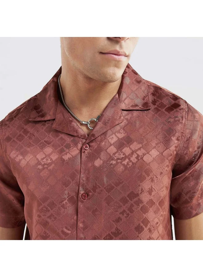 Splash FAV Jacquard Shirt with Camp Collar