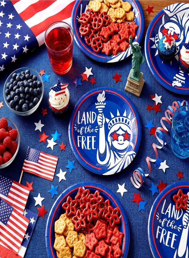 Potchen 50 Pcs 4th of July Dessert Plates 7 Inch 250th Anniversary Paper Patriotic Dessert Plates Statue of Liberty Party Supplies for Independence Day USA Party Decorations - Image 3