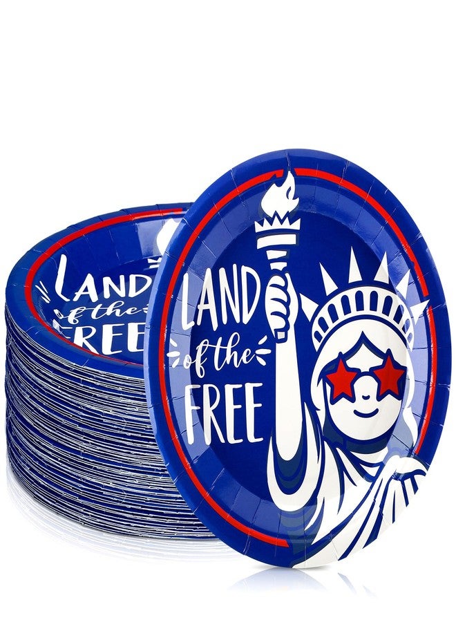 Potchen 50 Pcs 4th of July Dessert Plates 7 Inch 250th Anniversary Paper Patriotic Dessert Plates Statue of Liberty Party Supplies for Independence Day USA Party Decorations - Image 1