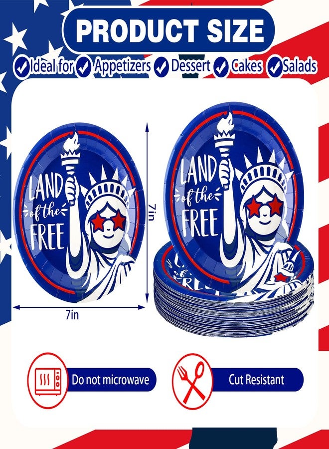 Potchen 50 Pcs 4th of July Dessert Plates 7 Inch 250th Anniversary Paper Patriotic Dessert Plates Statue of Liberty Party Supplies for Independence Day USA Party Decorations - Image 2