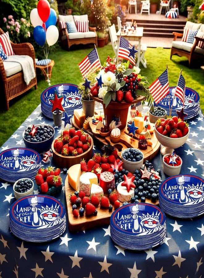 Potchen 50 Pcs 4th of July Dessert Plates 7 Inch 250th Anniversary Paper Patriotic Dessert Plates Statue of Liberty Party Supplies for Independence Day USA Party Decorations - Image 4