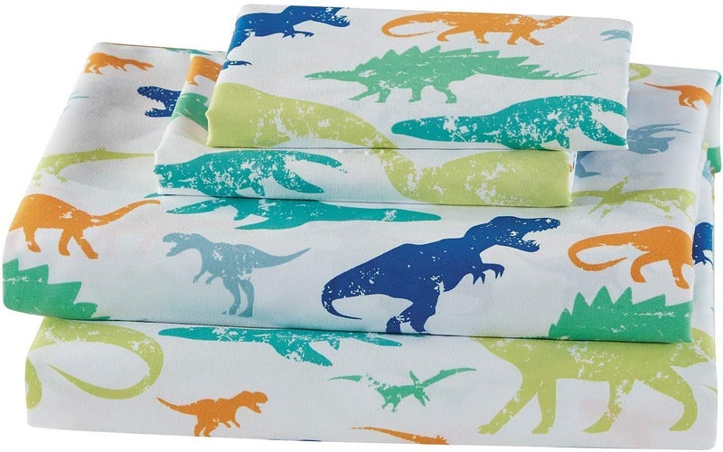 Fancy Linen LLC INC Fancy Linen Sheet Set for BoysGirlsTeens Kids Dinosaur Dino World Vintage Green White Orange Blue New Full 