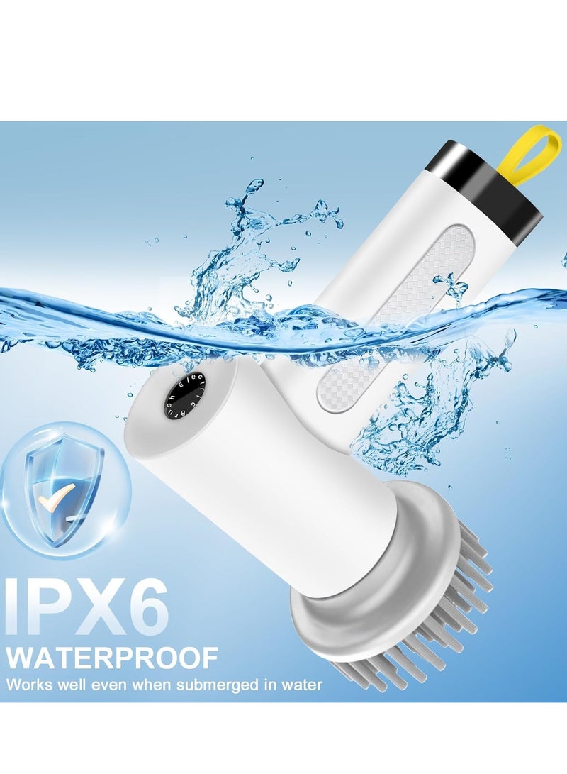 SYOSI فرشاة تنظيف كهربائية دوارة، فرشاة تنظيف قابلة لإعادة الشحن بدون سلك مع 3 رؤوس قابلة للتبديل، فرشاة تنظيف يدوية قوية للاستحمام للحمام والمطبخ والبانيو والبلاط والجدران والأرضيات والمغسلة والنوافذ - Image 5