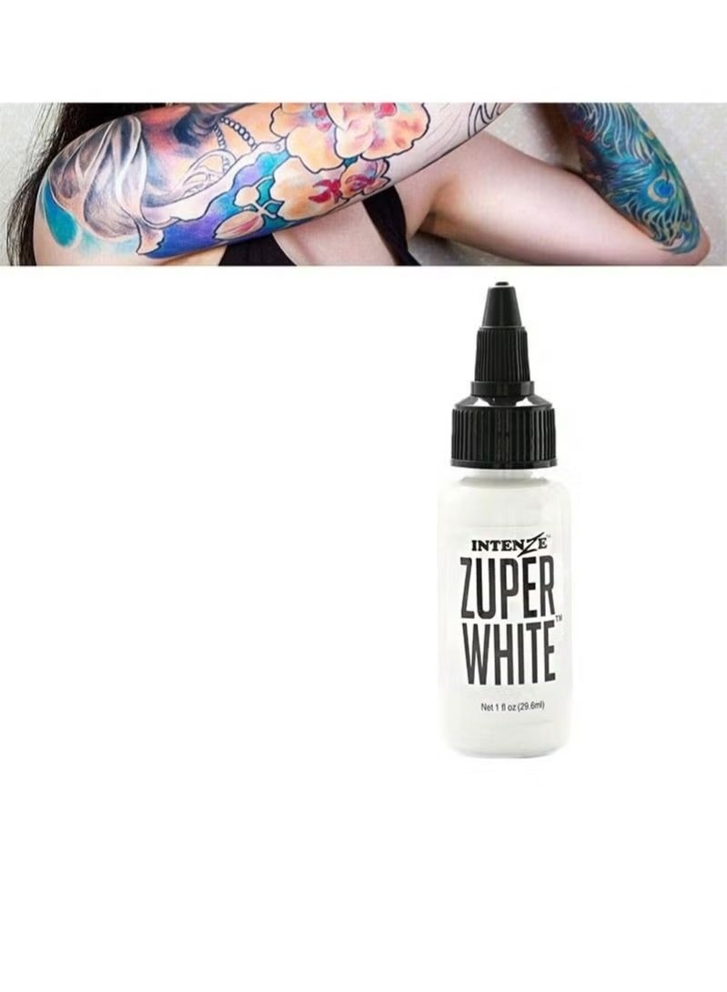 Intenze Tattoo Pigments, Professional Tattoo Inks & Supplies, Skin Safe Permanent Tattoos, Vegan (White 29.6ml) - Image 1
