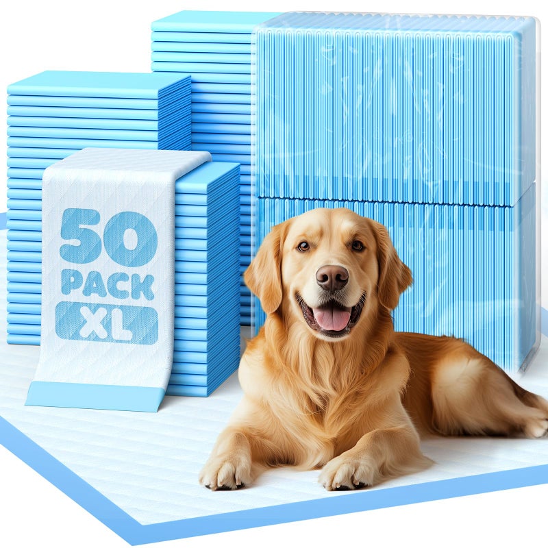 Powools 50-Pack Extra Large Pee Pads - 34" x 28" Puppy Pads for Dogs with 6-Layer Leakproof Protection, Disposable and Quick-Dry Dog Pads with High Absorbency for Easy Potty Training - Image 1