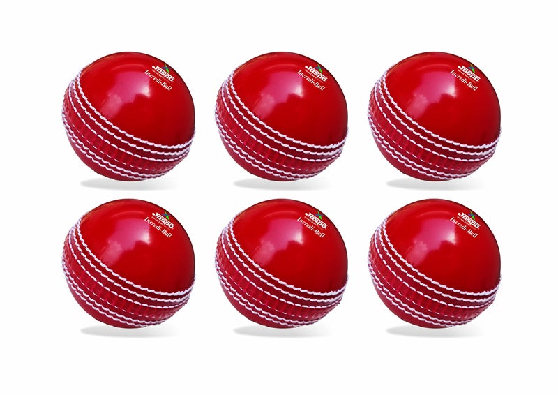 jaspo IncrediBall Soft T20 Cricket Training Balls - Pack of 6 Indoor/Outdoor Play and Cricket Practice (229 cm Circumference), PVC Material, Colour-Red - Image 1