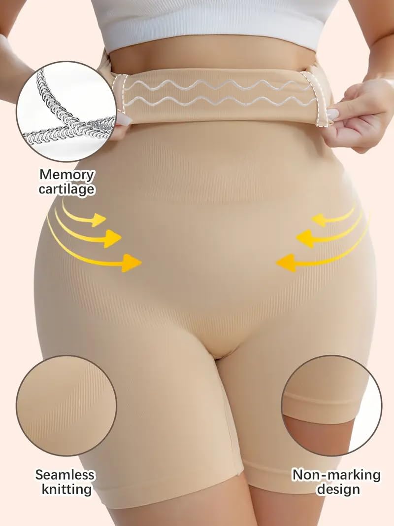 HSR Women Shapewear Shorts, High Waisted Shapewear for Women Tummy Control, Seamless Body Shaper Shorts Thigh Slimmer (Fits Waist : 30 to 39 Inch) (Skin, One Size) - Image 4