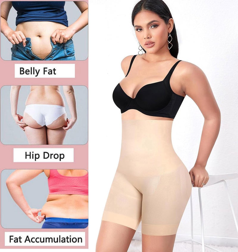 HSR Women Shapewear Shorts, High Waisted Shapewear for Women Tummy Control, Seamless Body Shaper Shorts Thigh Slimmer (Fits Waist : 30 to 39 Inch) (Skin, One Size) - Image 5