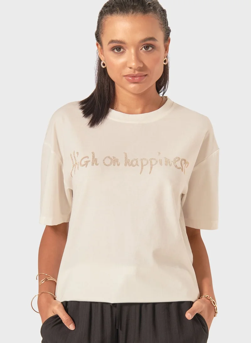 Iconic Crew Neck Embellished T-Shirt