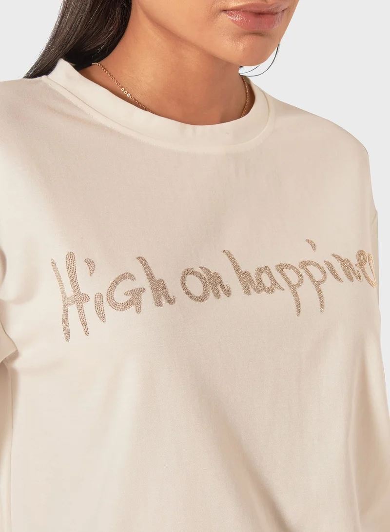 Iconic Crew Neck Embellished T-Shirt