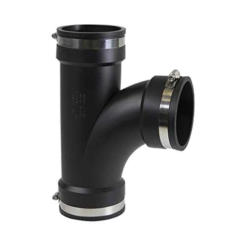 SUPPLYGIANT Supply Giant 6I7I Flexible Tee Coupling with Stainless Steel Clamps, 3.5" Inner diameter for 3" Nominal Pipe, Black - Image 1
