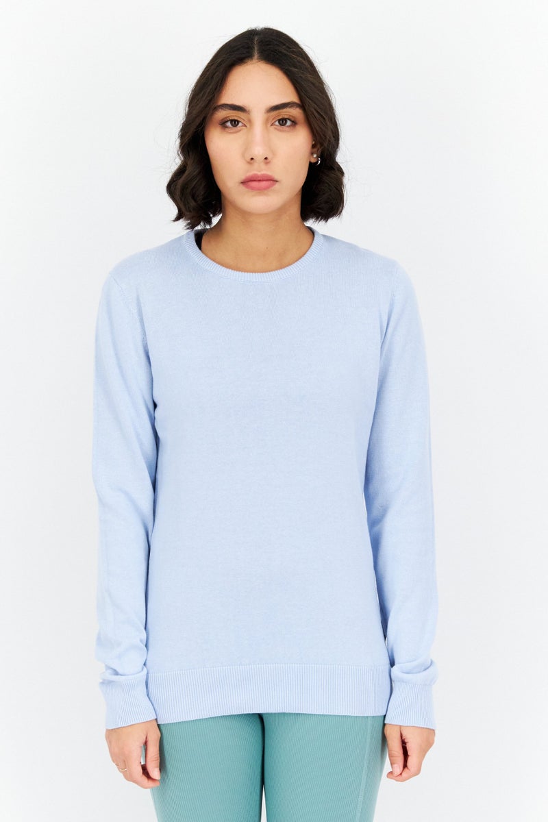 French Connection سويت شيرت نسائي بياقة دائرية بأكمام طويلة، أزرق - Image 1