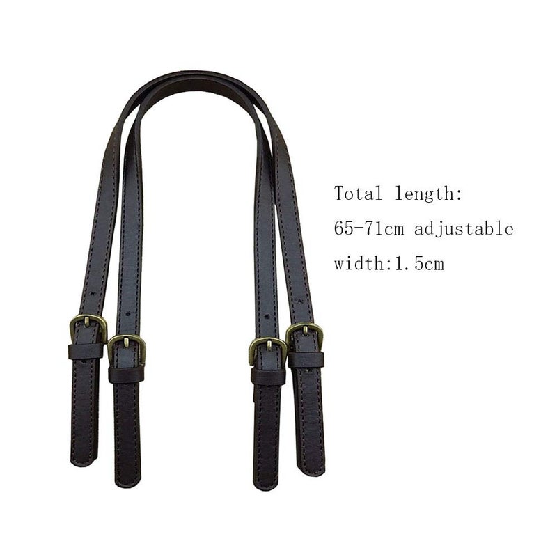 ConStore 2 PCS Leather Replacement Handles Shoulder Straps with Adjustable Buckle Purse Strap Bag Handles DIY Bag Belt Split Leather (Black) - Image 2