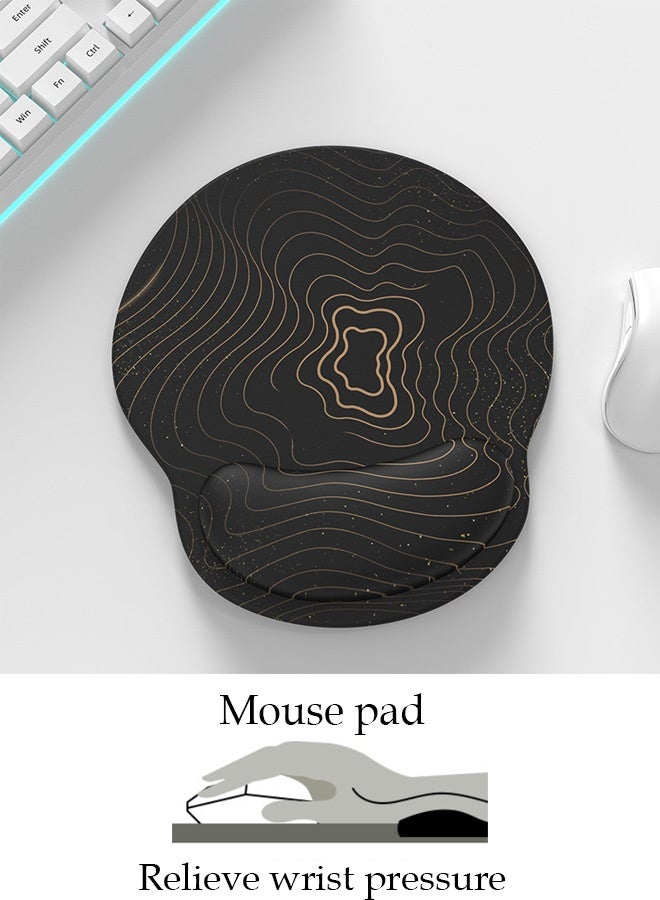 Mouse Pad with Wrist Rest, Comfortable Computer Mousepad with Gel Wrist Support Smooth Surface and Non-Slip PU Base for Pain Relief, Laptop, Office & Home (Gold Black) - Image 1