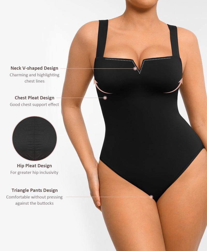 FeelinGirl Square Neck Bodysuit for Women Shapewear Tummy Control Slimming Bodysuits Going Out Tank Tops Jumpsuits Black L - Image 3