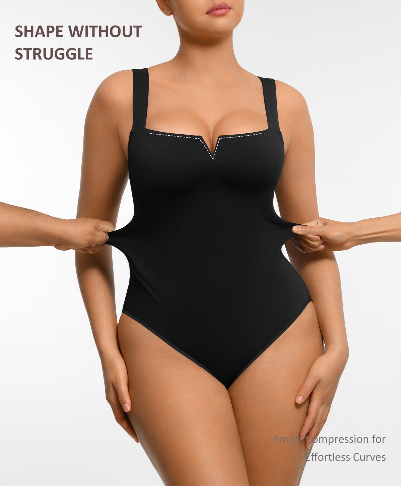 FeelinGirl Square Neck Bodysuit for Women Shapewear Tummy Control Slimming Bodysuits Going Out Tank Tops Jumpsuits Black L - Image 4