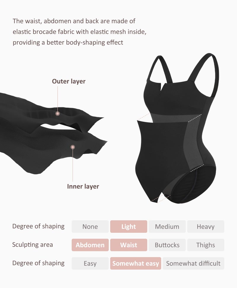 FeelinGirl Square Neck Bodysuit for Women Shapewear Tummy Control Slimming Bodysuits Going Out Tank Tops Jumpsuits Black L - Image 5