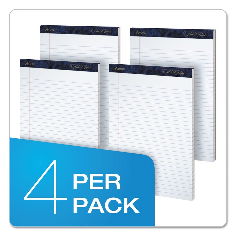 Ampad Gold Fibre Writing Pads, Legal/Wide Rule, Letter Size (8 1/2 in x 11 3/4 in), White, Four 50-Sheet Pads per Pack (20-031) - Image 5