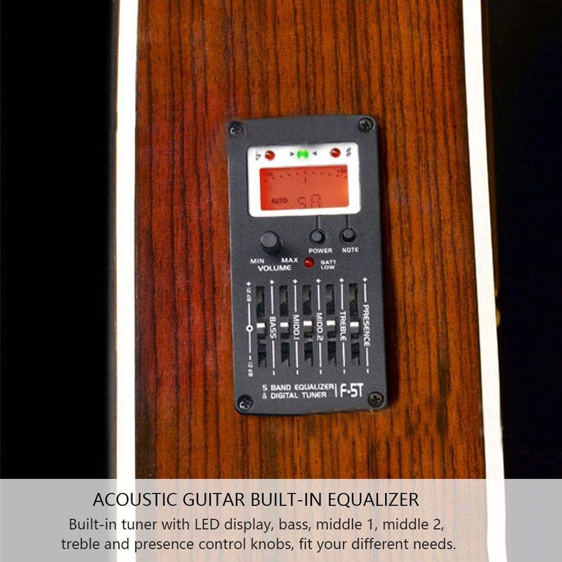 Dilwe 5 Band Guitar Equalizer, F-5T EQ Equalizer Pickup Tuner for Acoustic Guitar Musical Instrument - Image 3