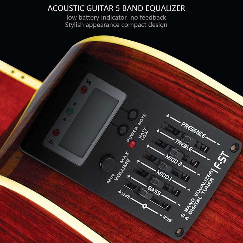 Dilwe 5 Band Guitar Equalizer, F-5T EQ Equalizer Pickup Tuner for Acoustic Guitar Musical Instrument - Image 2