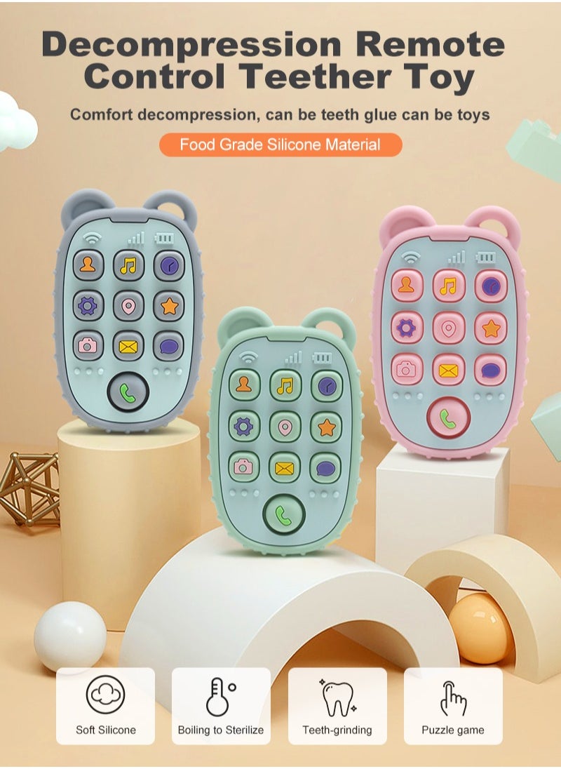 Twisoo - Twisoo Baby Teether - Mobile Phone Design, Silicone Teething Toy, Food-Grade Safe, Remote Control Shape, Cute & Durable for Baby Oral Care (Gray) - Image 1