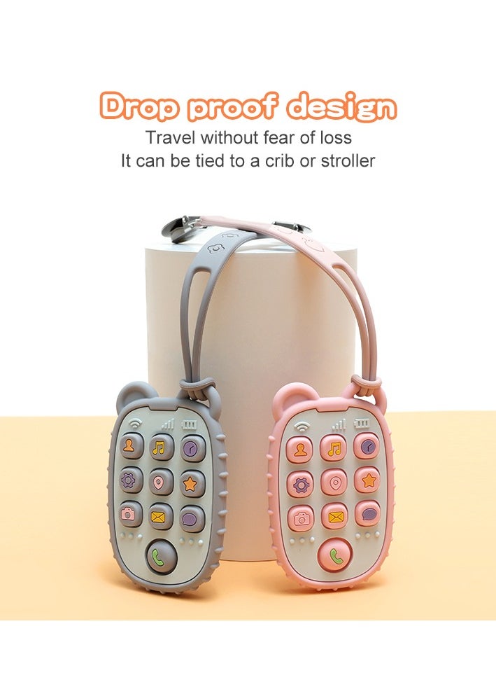 Twisoo - Twisoo Baby Teether - Mobile Phone Design, Silicone Teething Toy, Food-Grade Safe, Remote Control Shape, Cute & Durable for Baby Oral Care (Gray) - Image 1