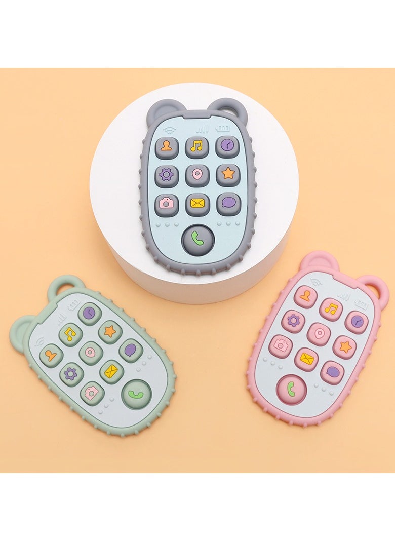 Twisoo - Twisoo Baby Teether - Mobile Phone Design, Silicone Teething Toy, Food-Grade Safe, Remote Control Shape, Cute & Durable for Baby Oral Care (Gray) - Image 1